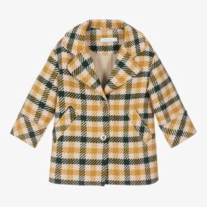 ABEL & LULA GIRLS IVORY CHECK WOOL COAT size 4